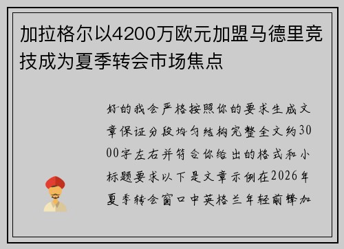 加拉格尔以4200万欧元加盟马德里竞技成为夏季转会市场焦点